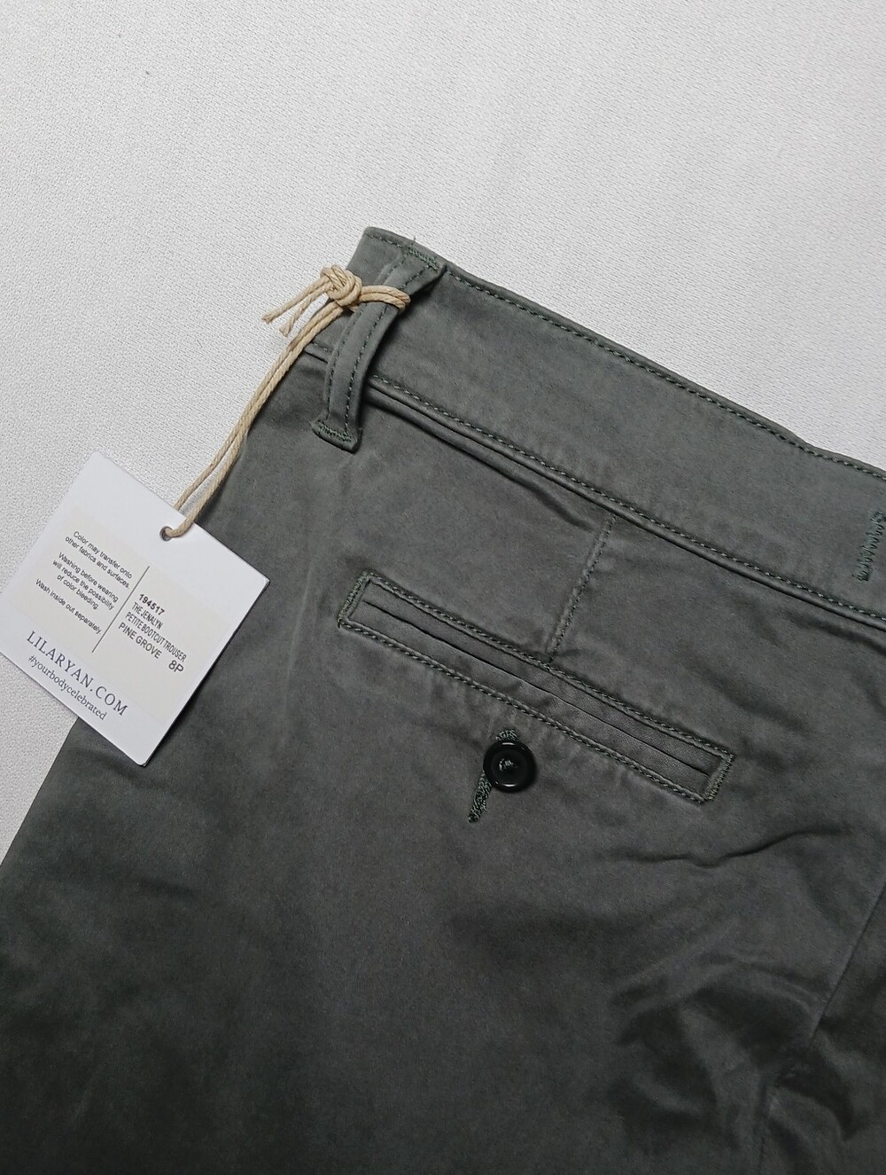 Lila Ryan The Jenalyn Bootcut Trousers 8P Brushed Sateen Olive 30X29 NWT - Picture 8 of 13